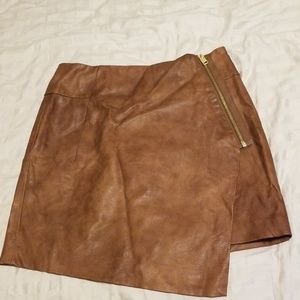Faux leather asymmetrical skirt